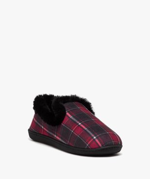 Chaussons femme pantoufles fourrées à carreaux - Isotoner vue2 - ISOTONER - GEMO