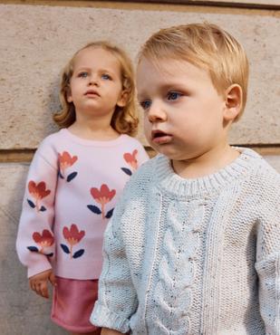 Pull en maille épaisse à motifs fleuris bébé fille vue4 - GEMO(BEBE DEBT) - GEMO