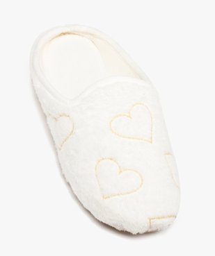 Chaussons femme mules douces brodées cœurs vue5 - GEMO(HOMWR FEM) - GEMO