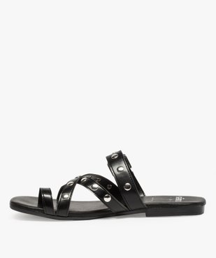Mules femme à talon plat et brides croisées à clous vue3 - GEMO (CASUAL) - GEMO