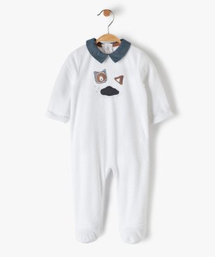 Pyjama bébé en velours avec col chemise et motif vue1 - GEMO(BB COUCHE) - GEMO
