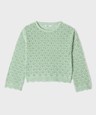 Pull en maille ajourée avec finitions dentelées fille vue3 - GEMO (ENFANT) - GEMO