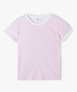Tee-shirt fille imprimé damier avec détails contrastants vue2 - GEMO (JUNIOR) - GEMO