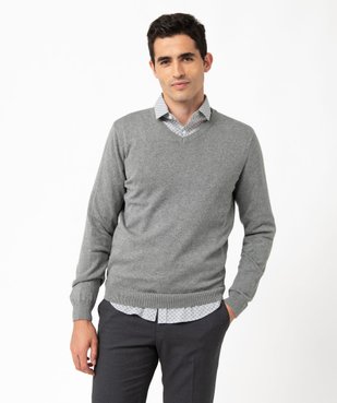 Pull fin à col V en coton homme vue1 - GEMO 4G HOMME - GEMO