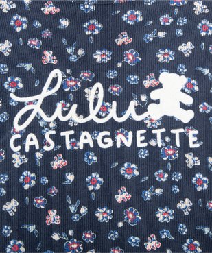 Chemise de nuit fille en maille côtelée à motifs fleuris - LuluCastagnette vue2 - LULUCASTAGNETTE - GEMO