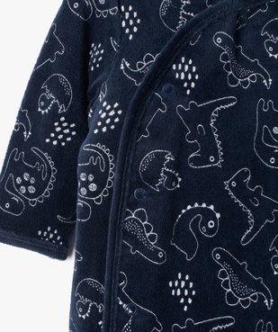 Pyjama bébé en velours à motifs dinosaures ouverture devant vue2 - GEMO(BB COUCHE) - GEMO