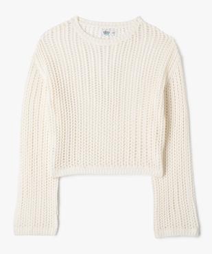 Pull court et loose en large maille ajourée fille vue5 - GEMO 4G FILLE - GEMO