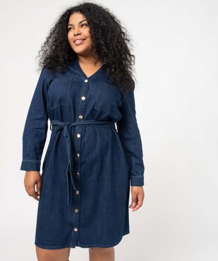 Robe en jean femme grande taille forme chemise vue1 - GEMO 4G GT - GEMO
