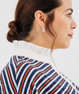 Polo manches longues avec col froncé femme grande taille vue2 - GEMO (G TAILLE) - GEMO