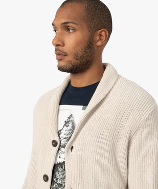 Gilet homme avec grand col en maille côtelée vue2 - GEMO (HOMME) - GEMO