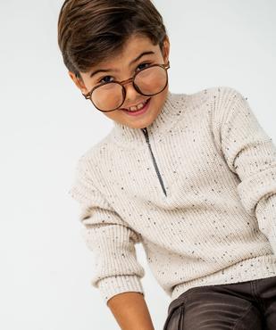 Pull en maille côtelée avec col montant zippé garçon vue6 - GEMO (ENFANT) - GEMO