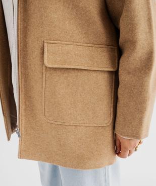 Manteau mi-long zippé à capuche fourrée femme grande taille vue4 - GEMO 4G GT - GEMO