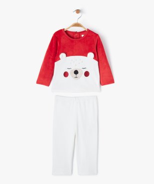 Pyjama 2 pièces velours motif ours bébé garçon vue1 - GEMO(BB COUCHE) - GEMO
