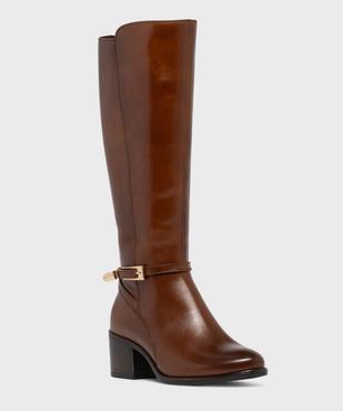 Bottes dessus cuir avec bride cheville à boucle métallique femme - Tanéo vue2 - TANEO - GEMO