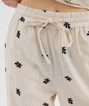 Pantalon large en coton brodée à taille élastiquée vue4 - GEMO(FEMME PAP) - GEMO