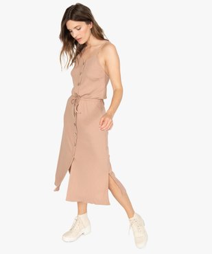 Robe femme en maille côtelée à fines bretelles vue1 - GEMO(FEMME PAP) - GEMO