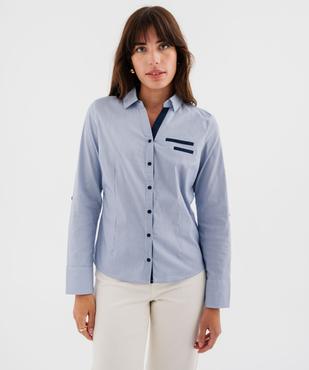Chemise femme rayée coupe ajustée en coton stretch vue4 - GEMO(FEMME PAP) - GEMO