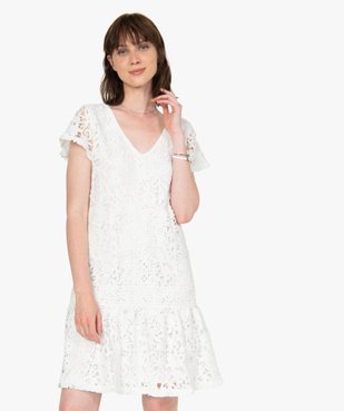 Robe femme en dentelle à manches courtes vue1 - GEMO(FEMME PAP) - GEMO