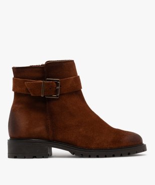 Boots zippées dessus cuir suédé à semelle crantée femme vue1 - GEMO (CASUAL) - GEMO