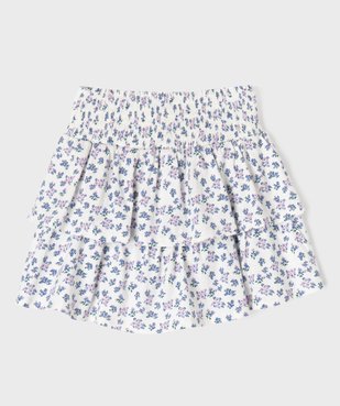 Jupe short fleurie à volants et taille à smocks fille vue3 - GEMO 4G FILLE - GEMO