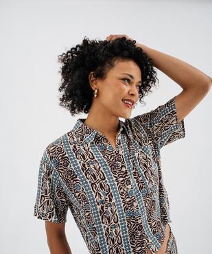 Chemise manches courtes coupe loose en viscose froissée et imprimée femme vue2 - GEMO 4G FEMME - GEMO