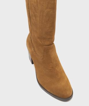 Bottes dessus cuir velours esprit Santiag femme - Tanéo vue5 - TANEO - GEMO