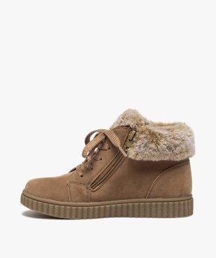 Boots fille rembourrées en suédine unie à col duveteux vue3 - GEMO (ENFANT) - GEMO