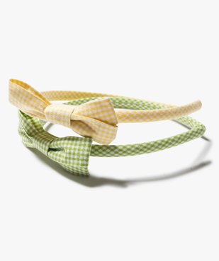 Serre-tête fille à motif vichy et nœud (lot de 2) vue1 - GEMO (ACCESS) - GEMO