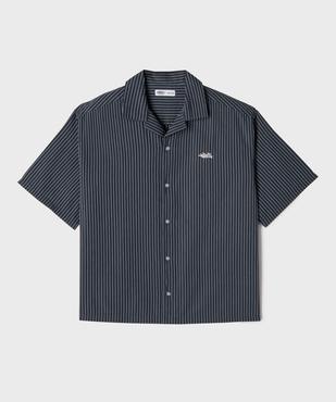 Chemise manches courtes à rayures et col cubain garçon vue1 - GEMO (JUNIOR) - GEMO