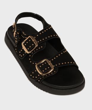 Mules à épaisse semelle en suédine à clous dorés femme vue5 - 5 MILES - GEMO