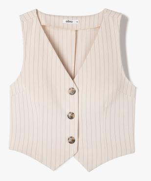 Veste sans manches à fines rayures fille vue1 - GEMO (JUNIOR) - GEMO