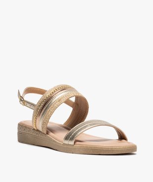 Sandales femme multimatières à talon plat vue2 - GEMO (CASUAL) - GEMO