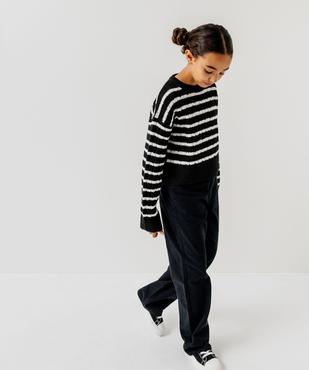 Pull rayé à col rond coupe courte fille vue5 - GEMO (JUNIOR) - GEMO