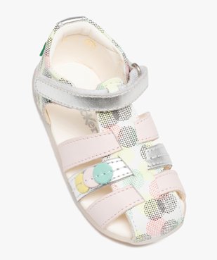 Chaussures premiers pas bébé fille sandales en cuir avec brides fantaisie et à scratch - Kickers vue5 - KICKERS - GEMO