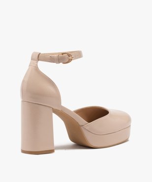 Escarpins femme à talon large avec dessus verni et semelle plateforme vue5 - GEMO(URBAIN) - GEMO