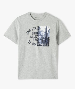 Tee-shirt garçon chiné à motif urbain vue1 - GEMO (JUNIOR) - GEMO