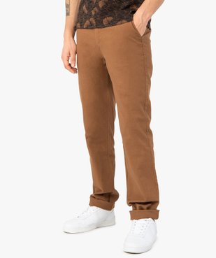 Pantalon homme en lin et coton avec taille ajustable vue1 - GEMO (HOMME) - GEMO