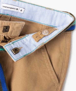 Pantalon garçon cargo en twill avec ceinture rayée - LuluCastagnette vue3 - GEMO 4G GARCON - GEMO