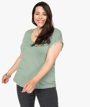 Tee-shirt femme sans manches avec finitions dentelle vue1 - GEMO (G TAILLE) - GEMO