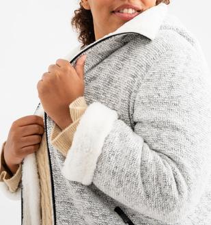 Manteau à capuche en maille bouclette et doublure  femme grande taille vue3 - GEMO (G TAILLE) - GEMO