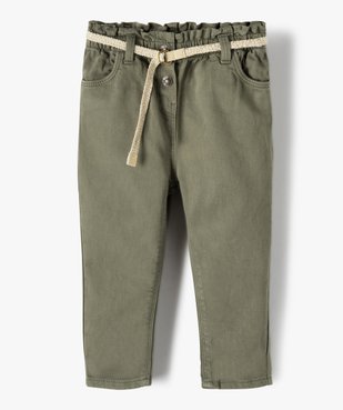 Pantalon bébé fille en toile avec ceinture tressée vue1 - GEMO(BEBE DEBT) - GEMO