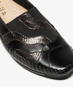 Mocassins femme confort irisés à talon compensé vue6 - GEMO (CONFORT) - GEMO