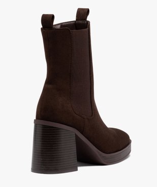 Boots femme Chelsea à talon dessus en suédine unie vue4 - SANS MARQUE - GEMO