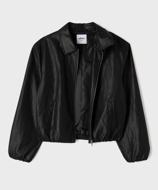 Veste courte à col chemise en cuir imitation femme vue2 - GEMO (JUNIOR) - GEMO