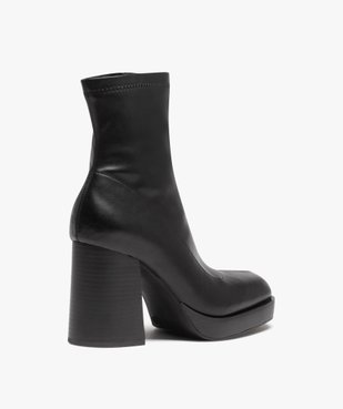 Boots femme unies à talon haut carré avec col stretch vue4 - GEMO(URBAIN) - GEMO