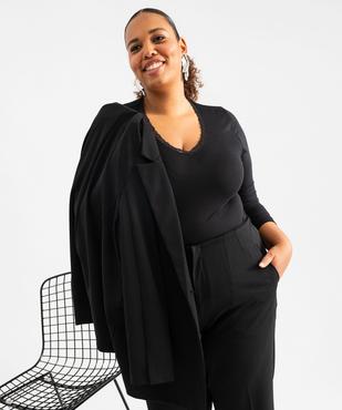 Tee-shirt manches longues en viscose stretch côtelée femme grande taille vue1 - GEMO (G TAILLE) - GEMO