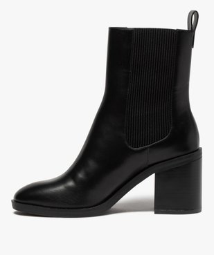 Boots femme à talon carré dessus uni style chelsea vue3 - GEMO(URBAIN) - GEMO