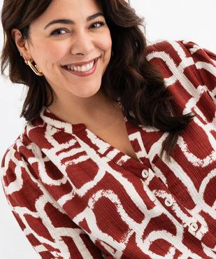 Blouse imprimée gaze de coton femme grande taille  vue4 - GEMO (G TAILLE) - GEMO