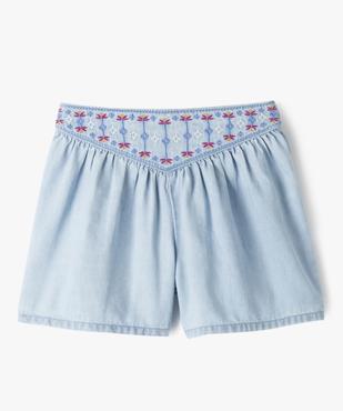 Short en jean large avec broderies fille vue1 - GEMO 4G FILLE - GEMO