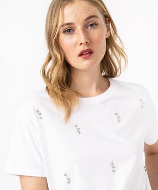 Tee-shirt à manches courtes avec strass femme vue2 - GEMO(FEMME PAP) - GEMO